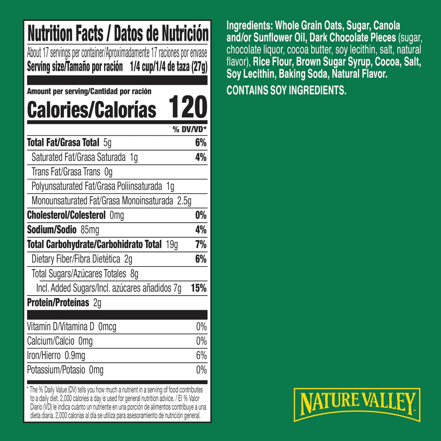 Nature Valley Crunchy Granola, Oats and Dark Chocolate Granola, Resealable Snack Pouch, 16 oz