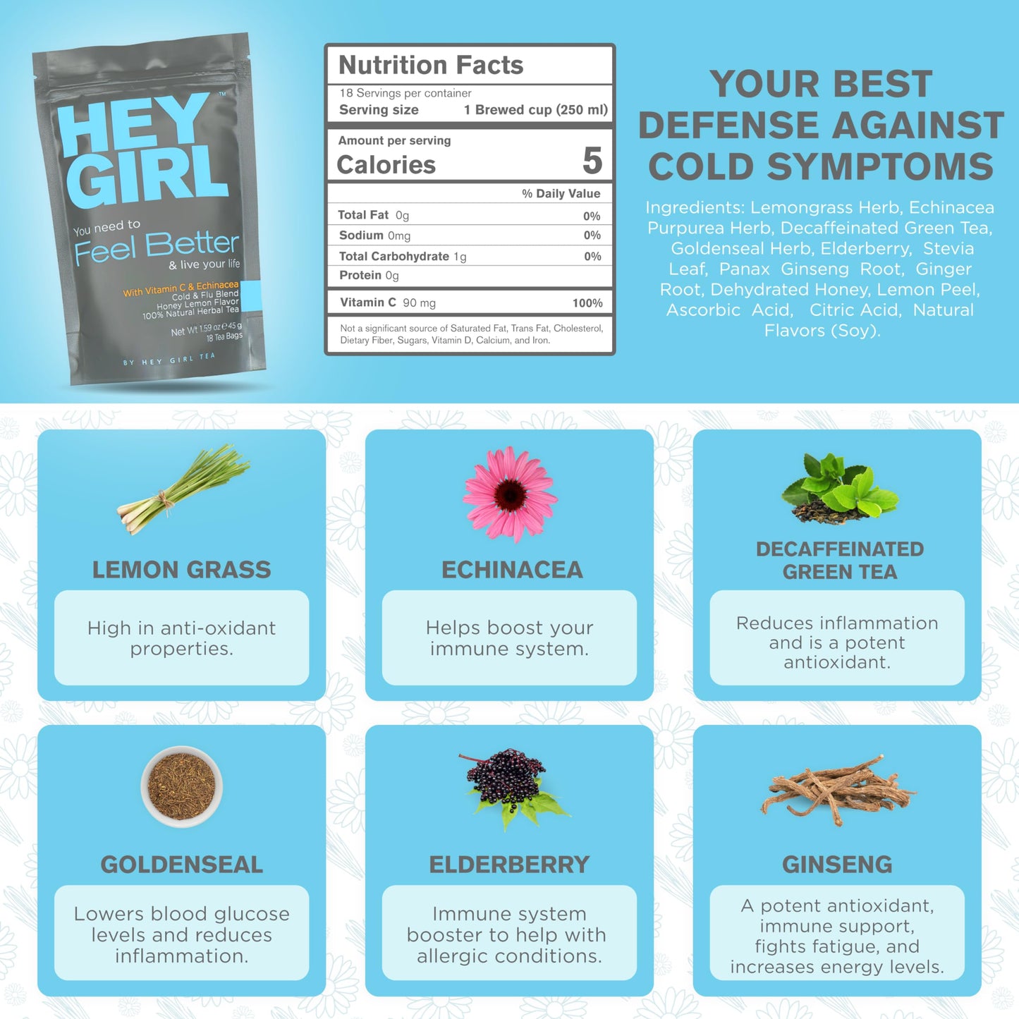 Get Well Soon Gifts For Women | Immunity Tea For Colds and Sore Throat with Elderberry, Echinacea | Care Package For Sick Friend to Feel Better |