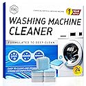 GymAora Washing Machine Cleaner Tablets - 24-Pack Deep Cleaning & Descaler for HE, Front Load & Top Load washer cleaner tablets, Septic-Safe, 12-Month