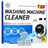 GymAora Washing Machine Cleaner Tablets - 24-Pack Deep Cleaning & Descaler for HE, Front Load & Top Load washer cleaner tablets, Septic-Safe, 12-Month