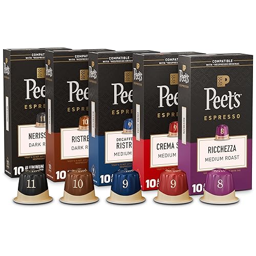 Peet's Coffee, Dark and Medium Roast Espresso Capsules Variety Pack with Decaf, Compatible with Nespresso Original Machine, Arabica Coffee - Intensity