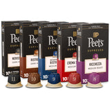 Peet's Coffee, Dark and Medium Roast Espresso Capsules Variety Pack with Decaf, Compatible with Nespresso Original Machine, Arabica Coffee - Intensity