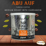Abu Auf AbuAuf Oriental Original Turkish Coffee Cafe Arabian Arabic Arabica Ground Roasted Mud Coffee Medium Roast Blend (Medium Roast With Cardamom
