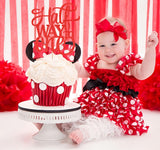 AHAORAY Half Way To One Cake Topper - Red Glitter 6 Months Birthday Decorations Supplies - Half Birthday Decorations Baby Girl, for Baby Shower/Gender