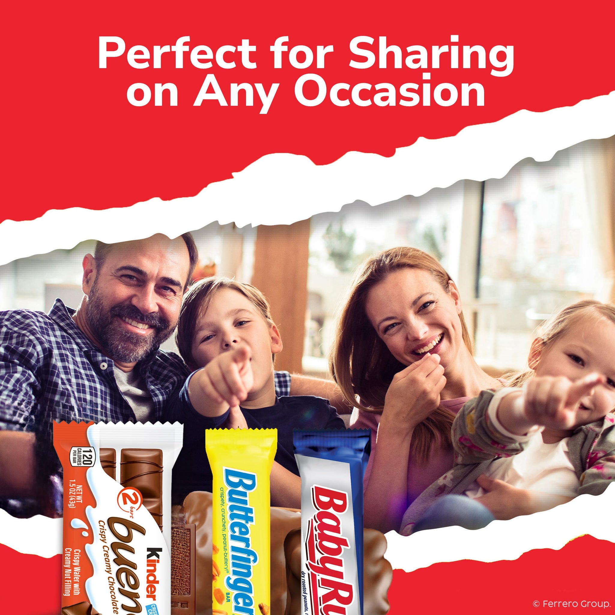 Butterfinger, Baby Ruth, Kinder Bueno, Assorted Crispy Creamy Nutty, Variety Mix, 15 Count, Full Size Candy Bars, 26.2 oz