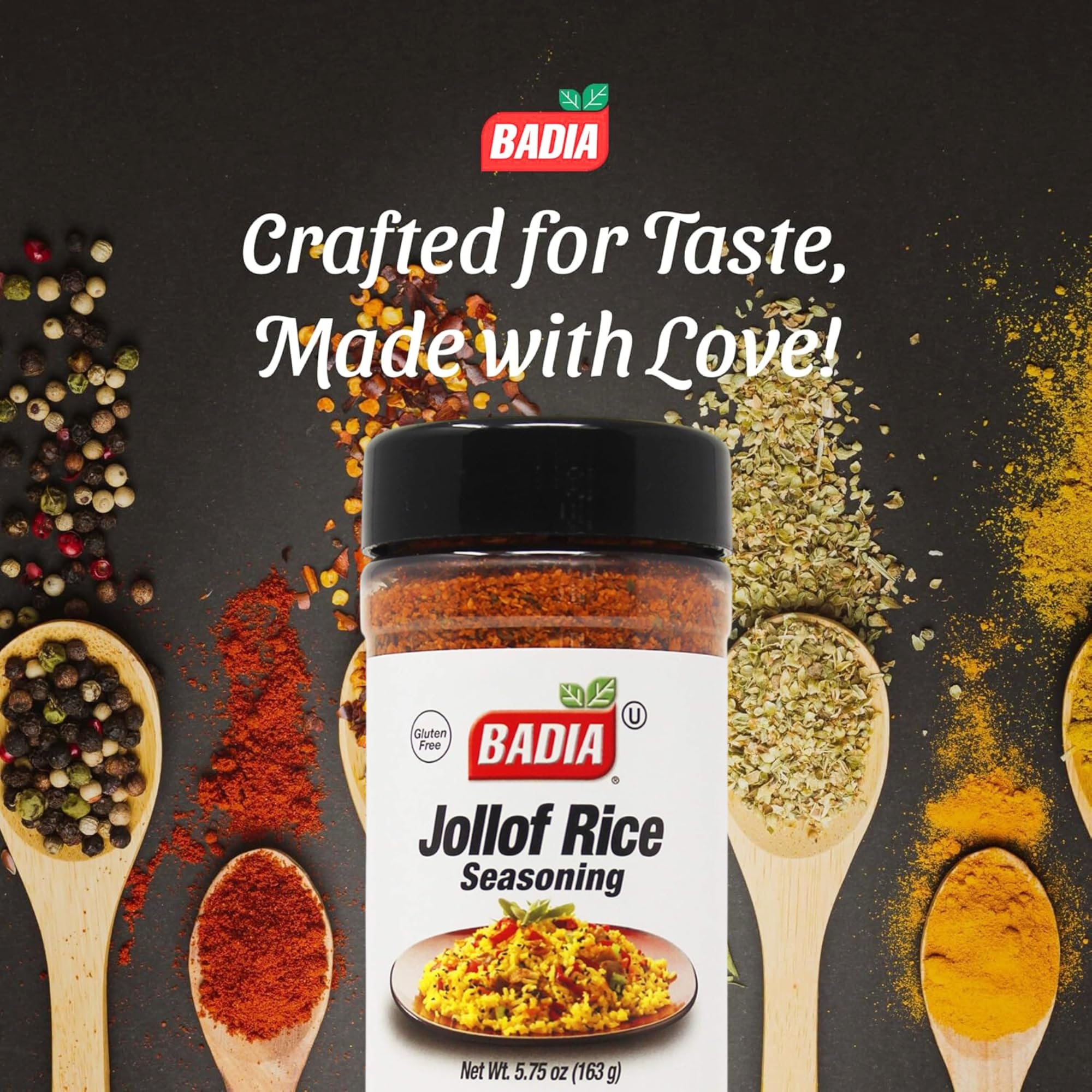 Badia Jollof Rice Seasoning, 5.75 oz - African Blend of Tomato, Peppers, Onion & Spices, Bold Savory Flavor, Gluten Free
