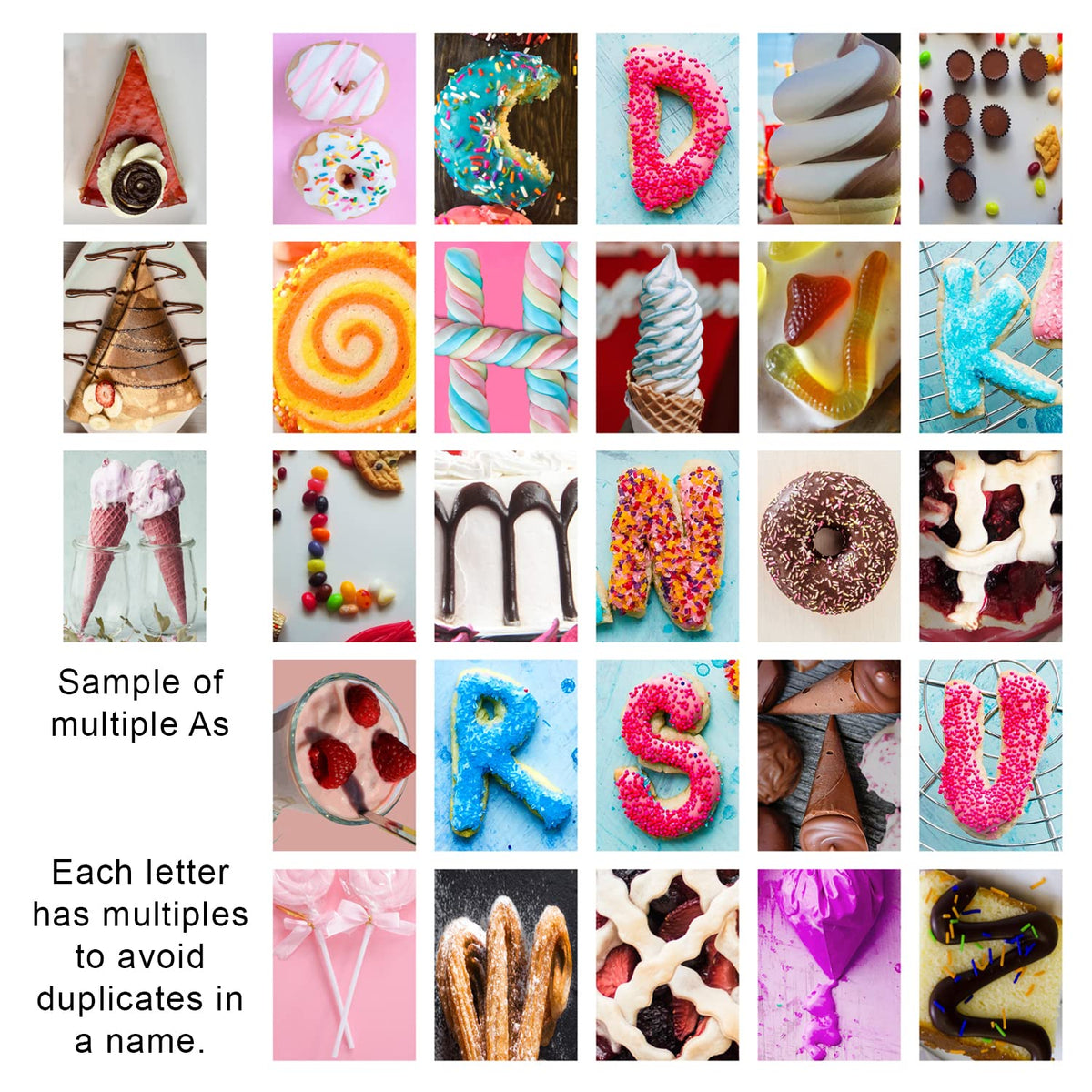 Sweets & Candy Name Art - Personalized Dessert Gift! (9.5"x26" Block Mount)