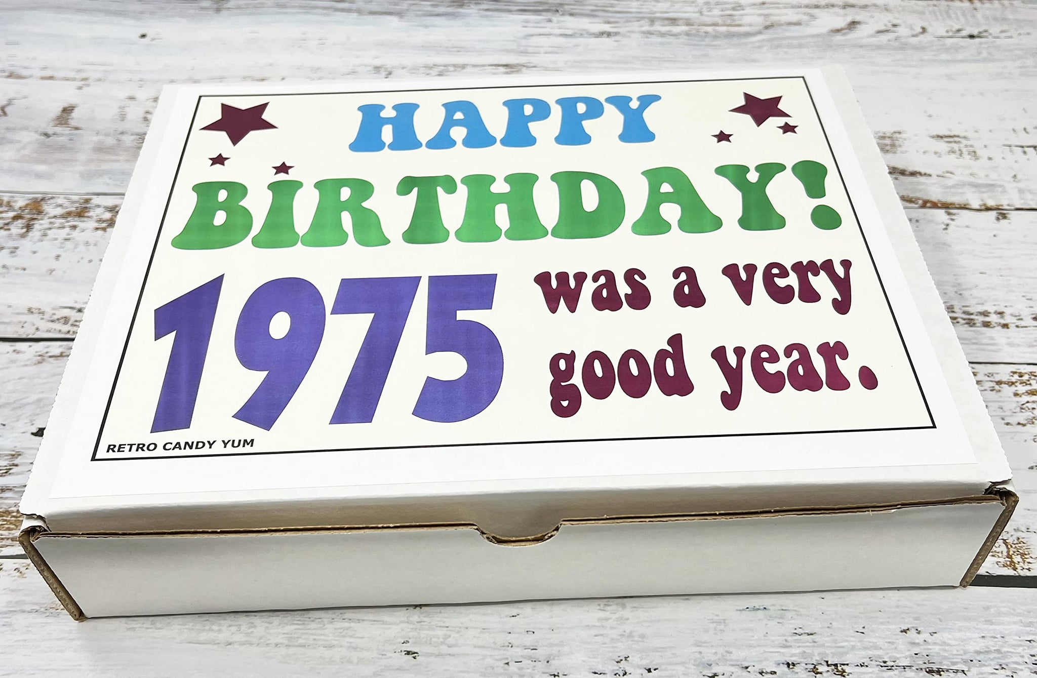 RETRO CANDY YUM ~ 1975 51st Birthday Gift Box Assortment of Nostalgic Candy from Childhood for Man or Woman