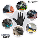 SAFESKIN Ultralight Disposable Nitrile Gloves - 2.0 Mil, Black, Large, 100 Count - Powder Free, Latex Free, All Purpose, Food Prep, Cooking, General