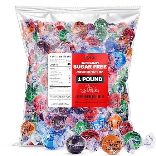 Sugar Free Hard Candy Assortment - 1 Pound Approx. 75 Individually Wrapped Fruity Flavored Holiday Sugar-Free Candy Discs Variety Bag For Snacks