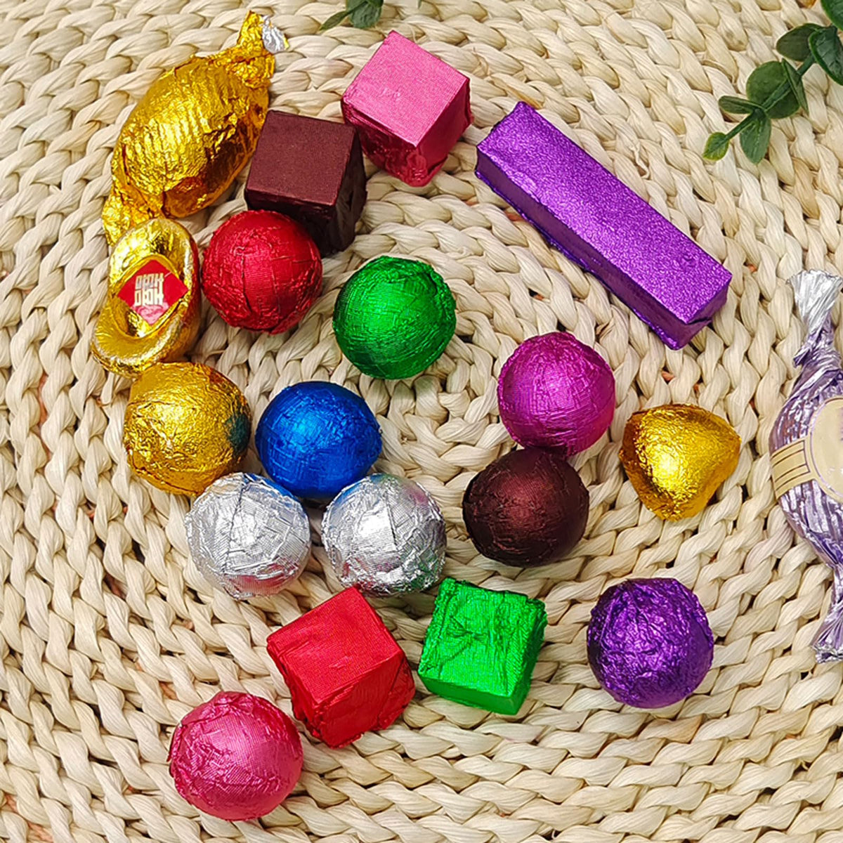 200 PCS Gold Foil Candy Wrappers - Multicolor & Textured For Chocolate Bars, Caramels - Square DIY Candy Packaging For Christmas, Easter, Thanksgiving
