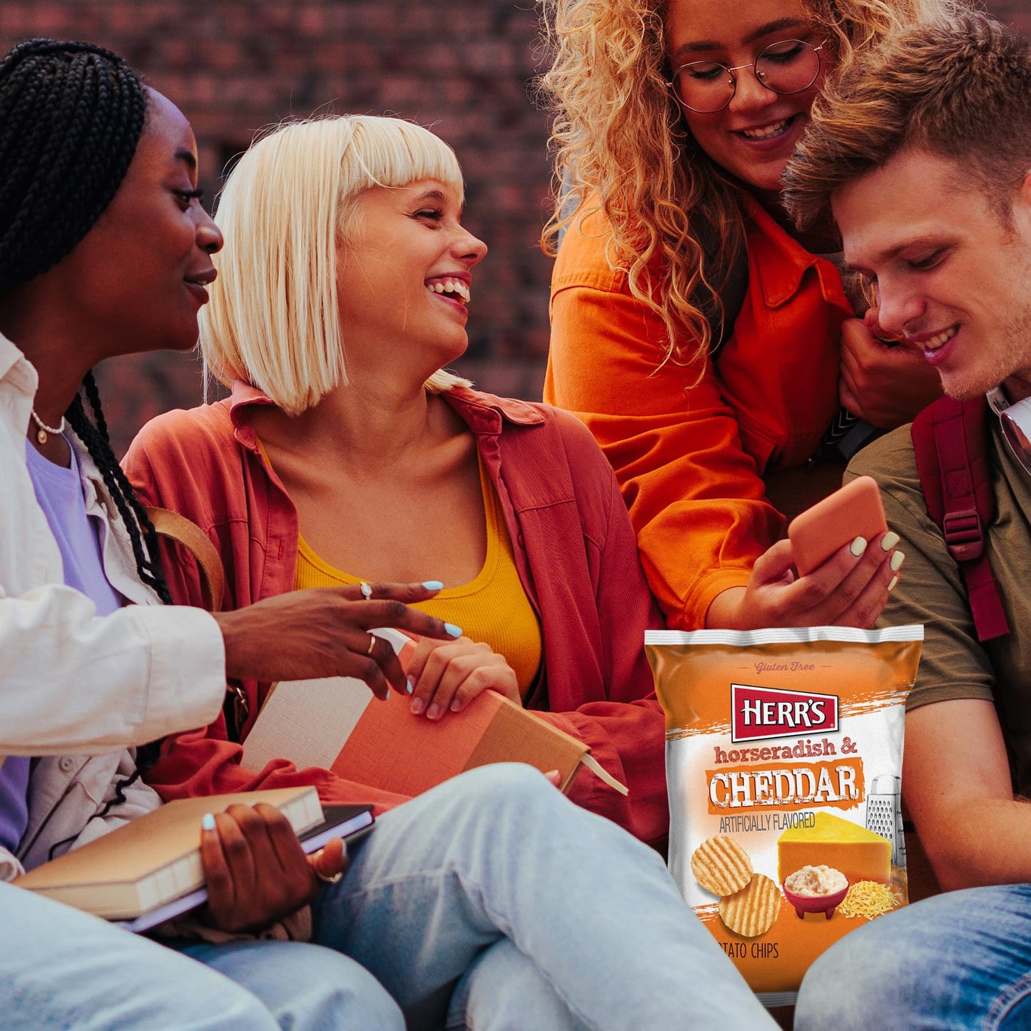 Herr’s Potato Chips, Horseradish and Cheddar Flavor, Gluten Free Snacks, 6oz Bag (6 Count)