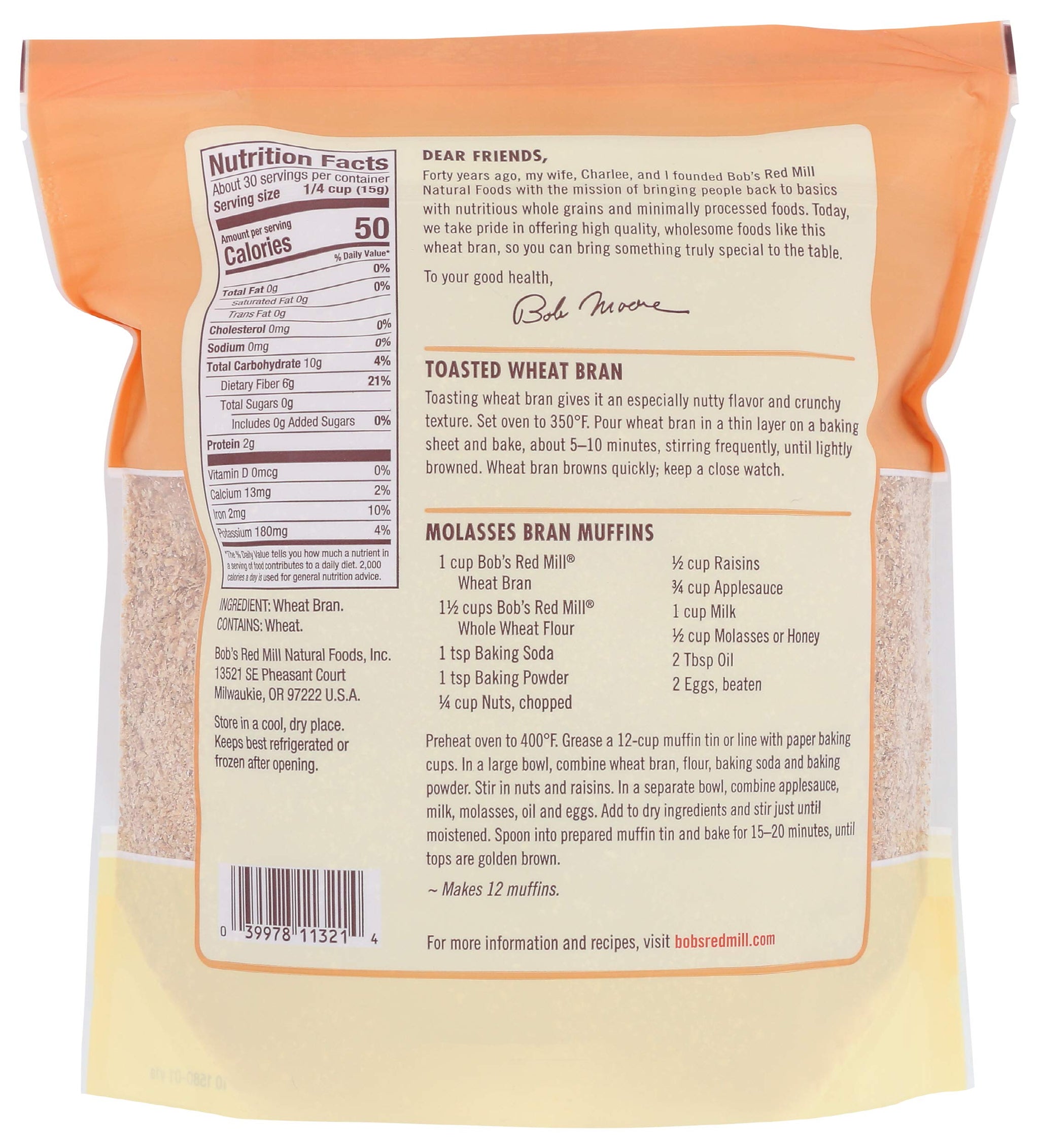 Bob's Red Mill Wheat Bran, 16oz (Pack of 1) - Non GMO, Vegan, Kosher