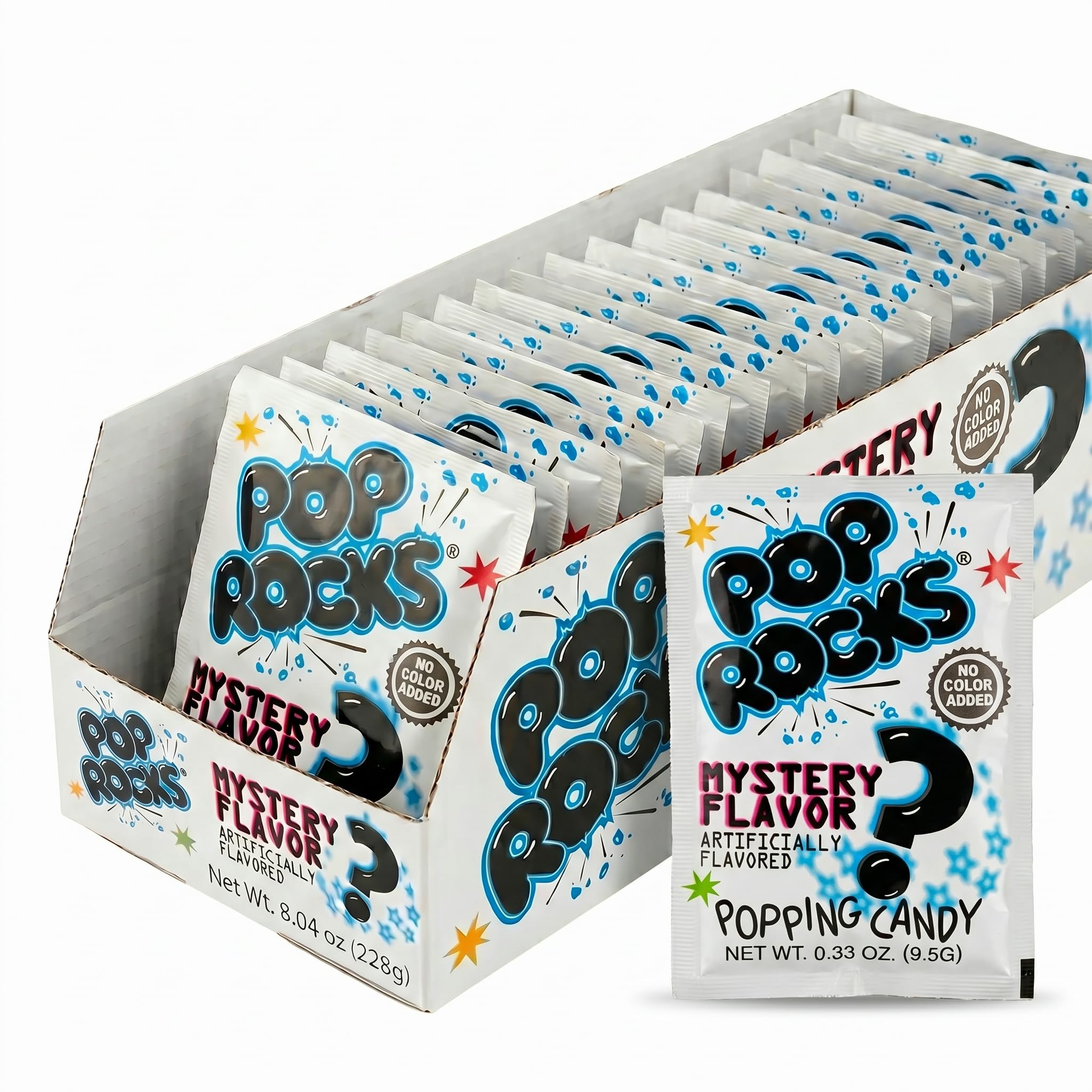 Pop Rocks Mystery Flavor Popping Candy, 0.33 oz Packets (24 Count Tray) - Dye-Free, Limited Edition Crackling Candy, Sweet & Tangy Surprise Flavor
