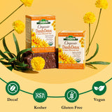 Tadin Organic Dandy Detox Tea with Dandelion Root for Liver Support, Caffeine Free Herbal Tea, 20 Tea Bags Per Box, Pack of 1
