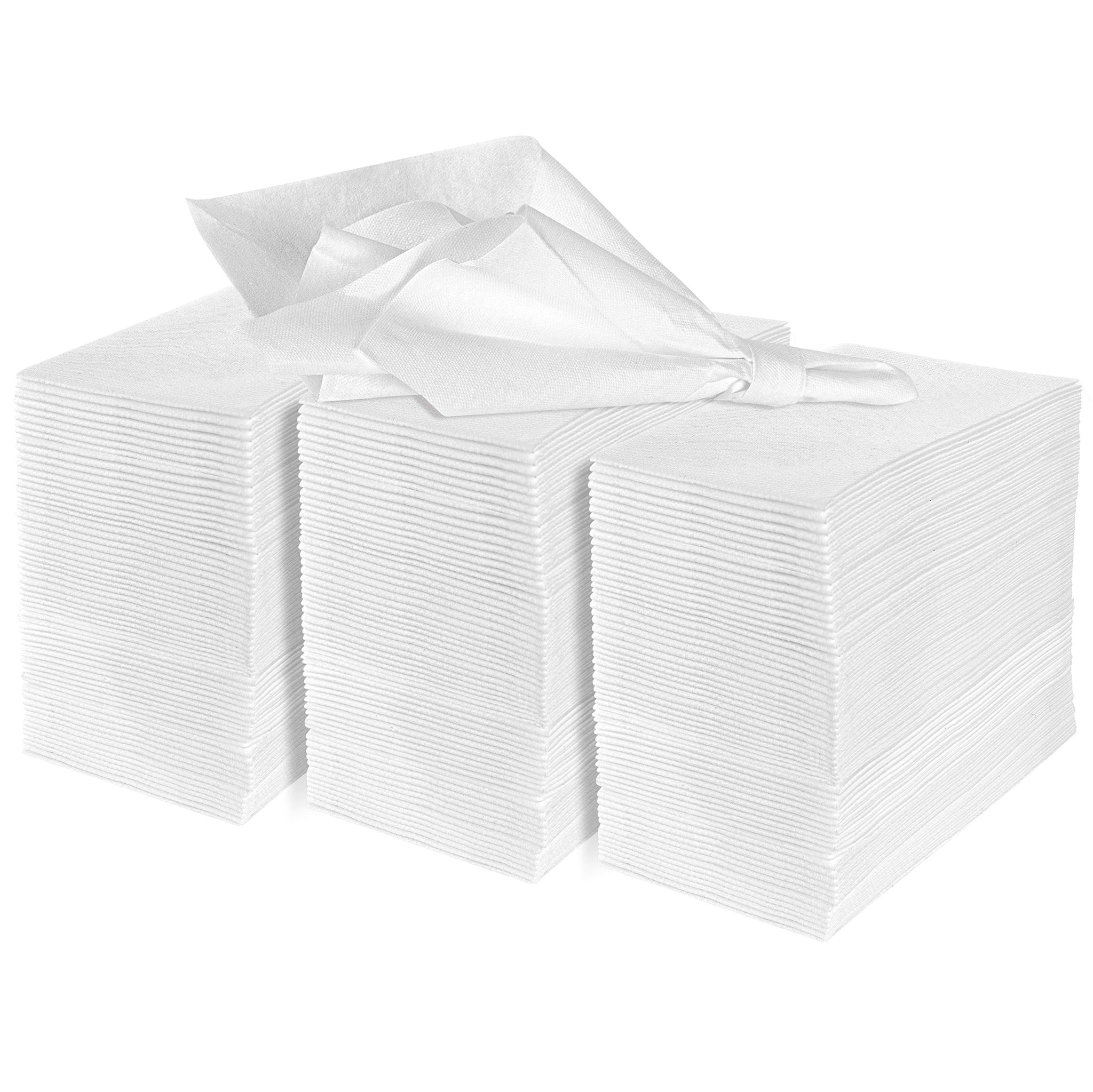 Disposable Guest Towels Paper Napkins (200 Pack) Soft, Absorbent, Airlaid Linen-Like Bath Tissue for Kitchen, Bathroom or Weddings, White Cloth-Like