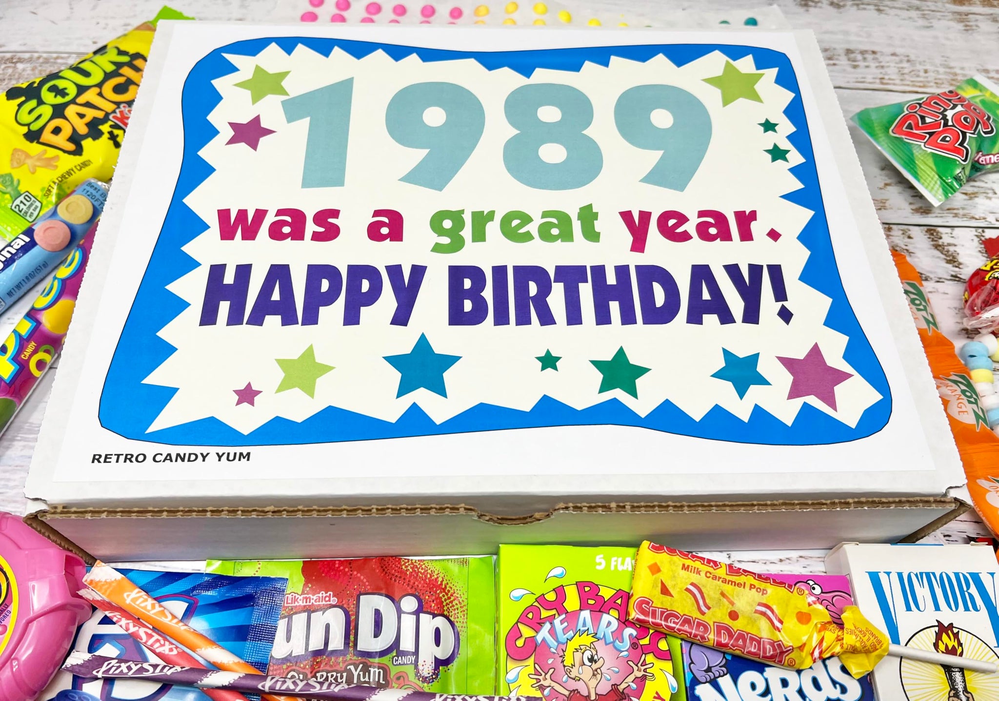RETRO CANDY YUM ~ 1989 37th Birthday Gift Ideas Nostalgic Candy Assortment from Childhood 37th Birthday Gifts for Men and Women 1989 Candy Box