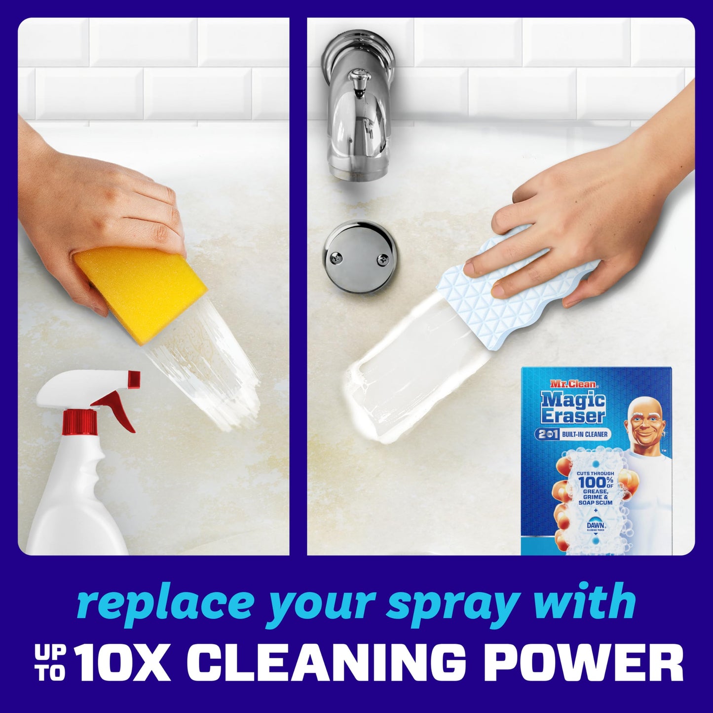Mr. Clean Magic Eraser Foaming Sponge, All Purpose, Dawn Cleaning Power, Wall Cleaner, Sneaker Cleaner, Oven Cleaner, Kitchen, Bathroom, Shower