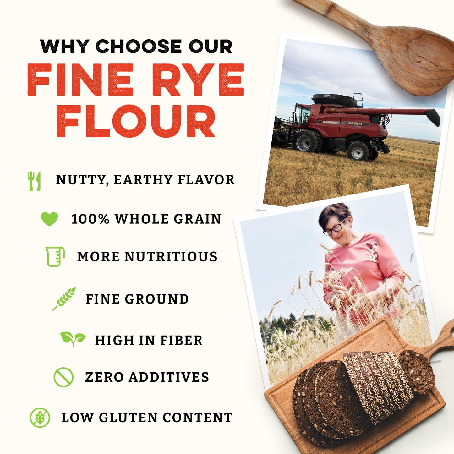 Sunrise Flour Mill Organic Fine Rye Flour | 2 LB | Rye Flour Organic | Whole Grain Bread Flour for Sourdough | No Artificial Ingredients |