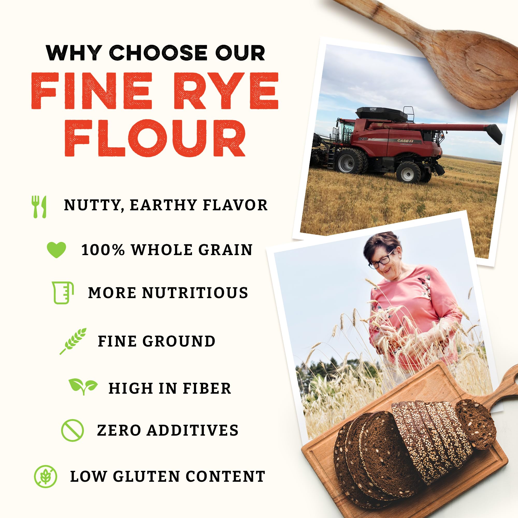Sunrise Flour Mill Organic Fine Rye Flour | 2 LB | Rye Flour Organic | Whole Grain Bread Flour for Sourdough | No Artificial Ingredients |