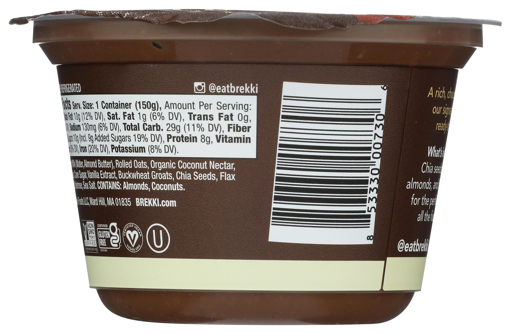 Brekki, Overnight Oats Dark Chocolate, 5.3 Ounce