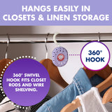 Arm & Hammer OdorBusterz ClosetMATE™, Lavender, 4 Count - Hanging Odor Absorber with Baking Soda, 360° Rotating Hook for Closets, Lockers & Storage
