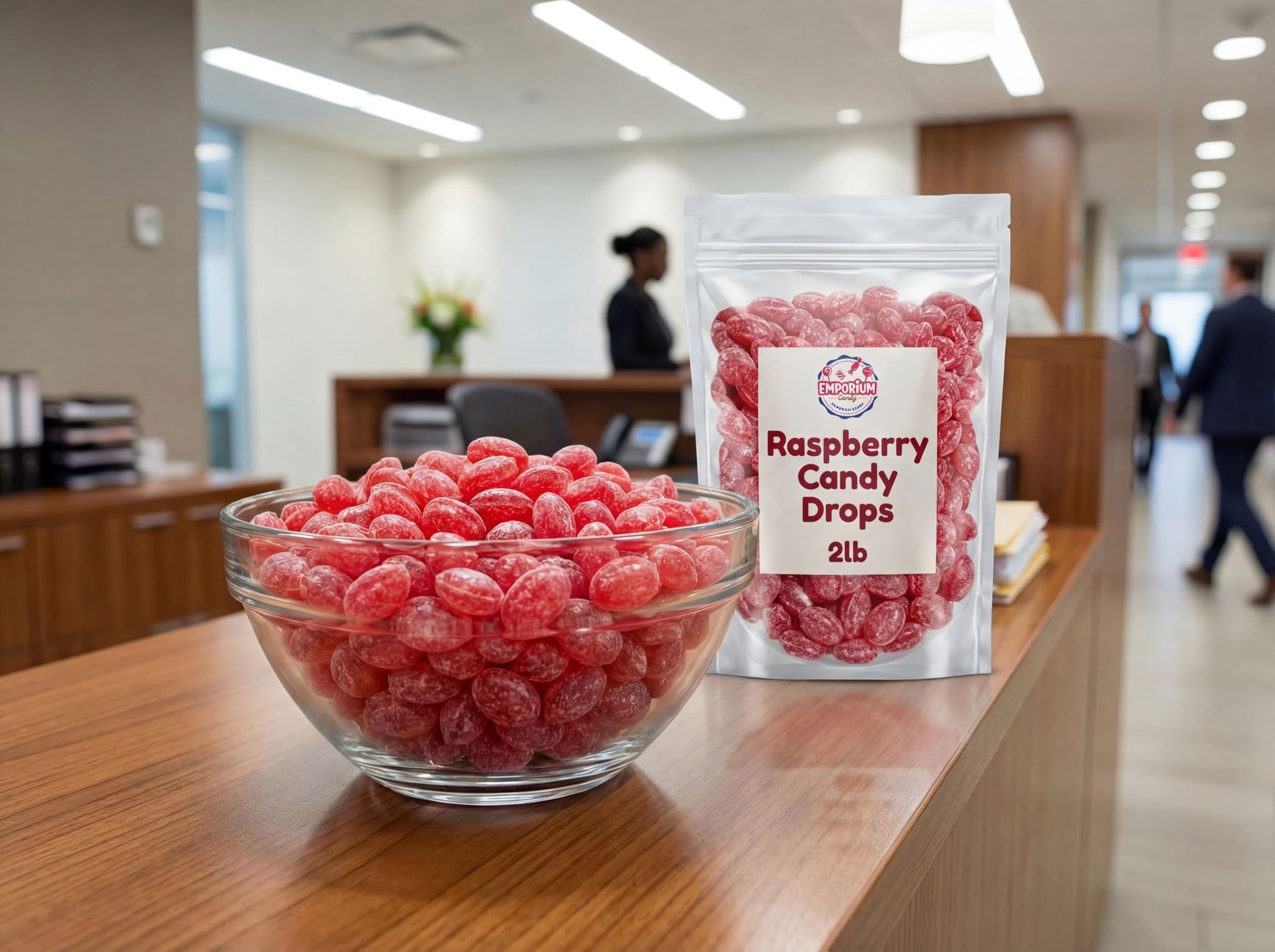 2 lbs Raspberry Candy Drops - Classic Old Fashioned Sugar-Dusted & Sanded Bulk Sweet Treats for Parties, Gifts & Snacking