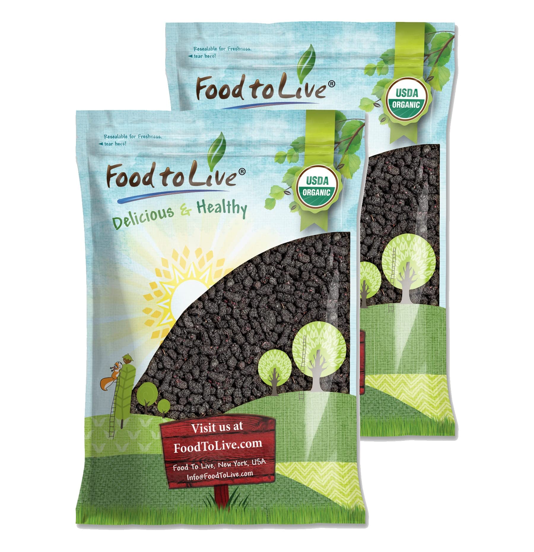Food to Live Organic Dried Black Mulberries, 12 Pounds - Non-GMO, Raw Fruit, Unsulfured, Unsweetened, Vegan, Mulberry in Bulk. Great for Snacking