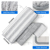 Oshang Flat Mop Head Refill, 13" X 4.9" Flat Mop Pads, Microfiber Mop Pads Flat Mop Replacement Heads (4-Pack) (White and Grey)
