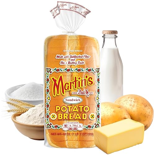 Martins Potato Bread - Soft & Sweet Fresh Sliced Bread with Golden Hue - Made with Nonfat Milk, High Protein Wheat Flour & Cane Sugar - Perfect