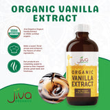 Jiva Organics Pure Vanilla Extract 4oz - 100% Real Extract - For Cooking, Drinks & Desserts - 100% Vegan, Sugar Free & Kosher - Non-GMO & Gluten-Free