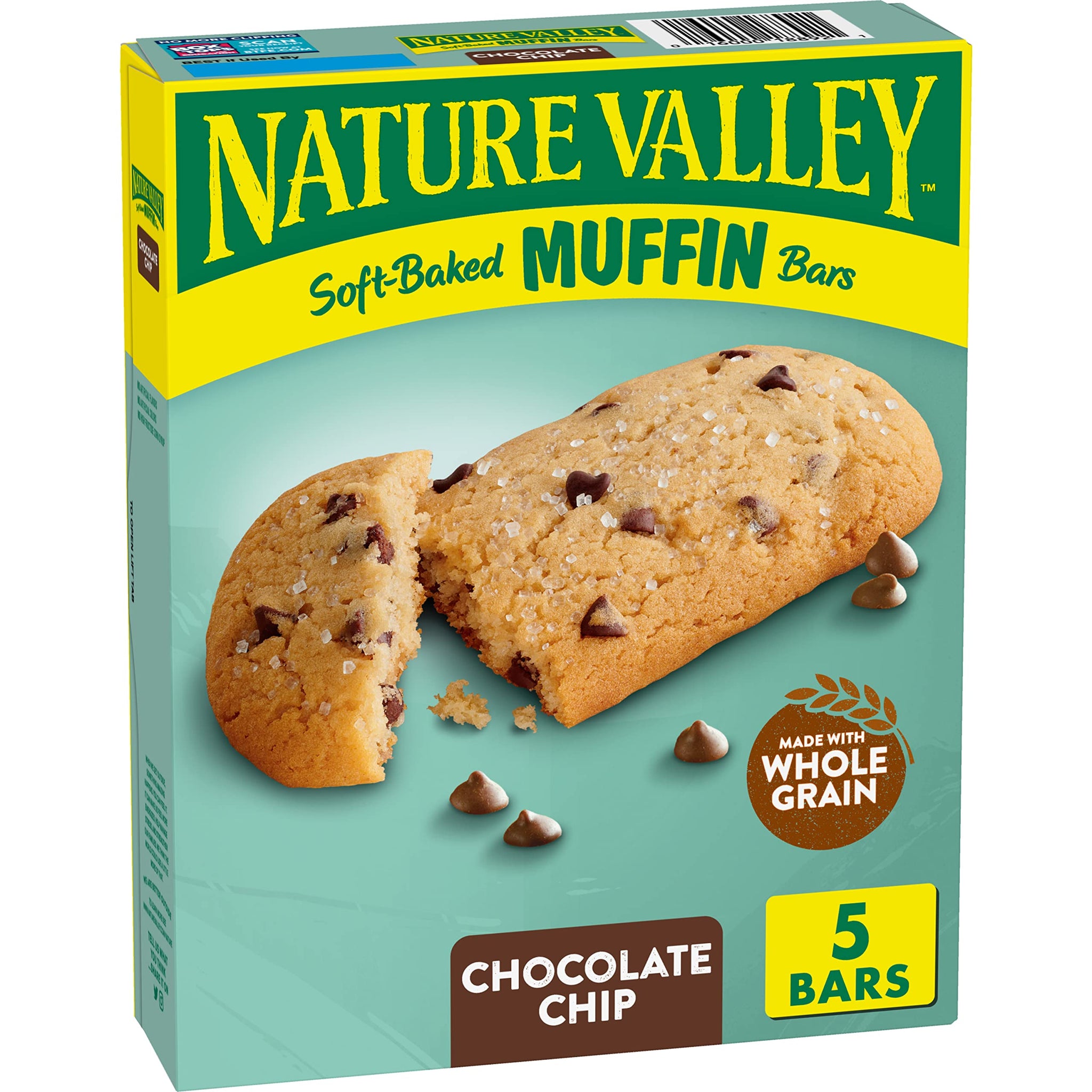 Nature Valley Soft-Baked Muffin Bars, Chocolate Chip, Snack Bars, 5 Bars, 6.2 OZ