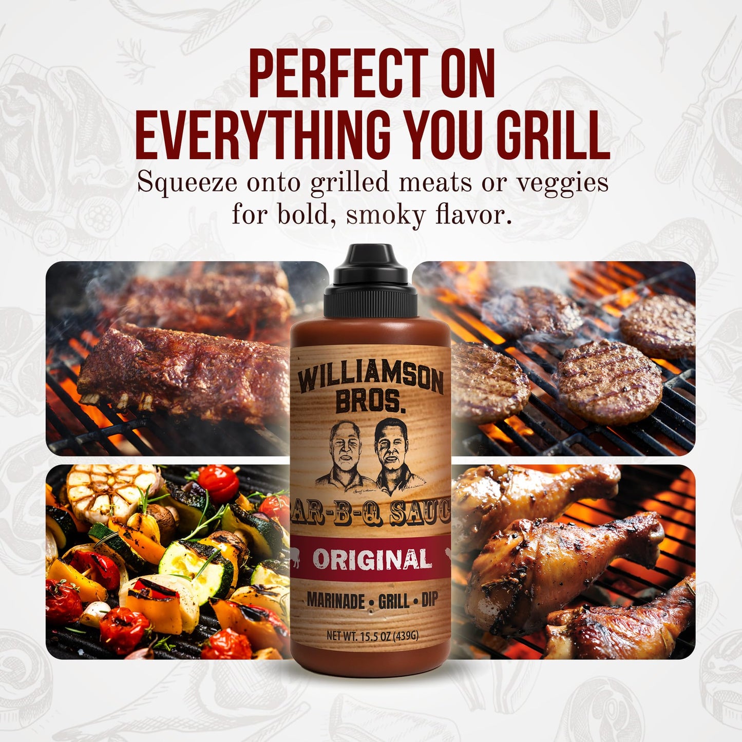 Williamson Bros - Original Southern BBQ Sauce | Made with 16 Spices, Gluten-Free, No High Fructose Corn Syrup, 15.5 oz