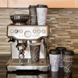 Youngever 70 Sets Disposable Coffee Cups with Lids, To Go Hot Coffee Cups, Durable Paper Cups with Lids, City Skyline Design