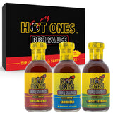 Hot Ones BBQ Sauce Trio - Variety Pack - Gift Set - Original, Smoked Serrano, Caribbean