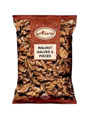 Aiva Products Walnut Halves & Pieces - Shelled Walnuts for Baking, Trail Mix, Desserts, Salads, Oatmeal, Granola, Toppings & Everyday Snacking (2 LB