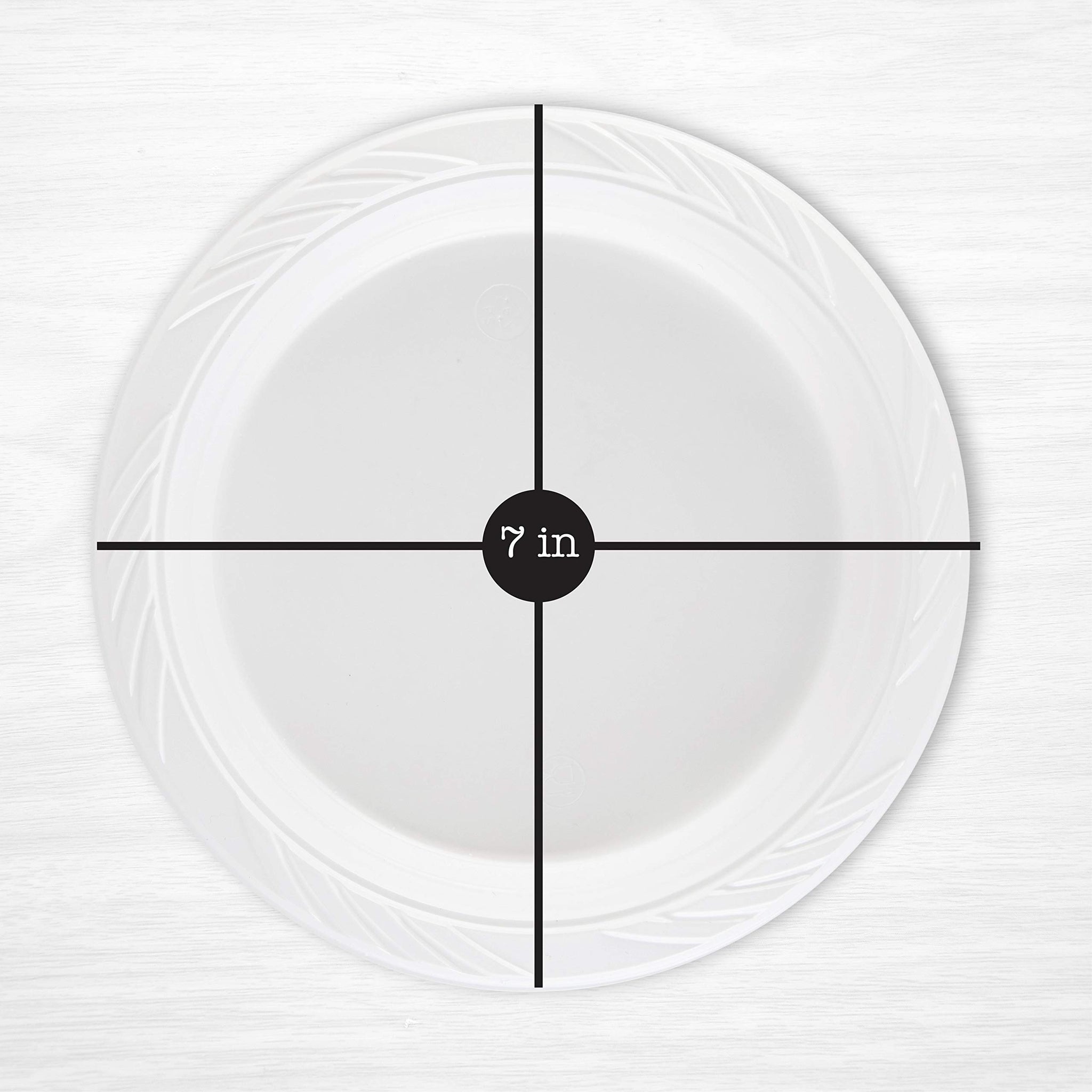 100 Count Disposable 7 Inch White Plastic Plates