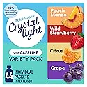 Crystal Light Energizing Drink Mix with Caffeine Variety Pack, 44 Packets for On-the-Go Hydration, Peach Mango, Wild Strawberry, Citrus, Grape