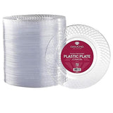 Prestee 72 Pack Disposable Plates 7.5 Inch - Heavy Duty Plastic Plates for Party Appetizers, Salads, and Clear Dessert Plate for Party Events