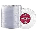 Prestee 72 Pack Disposable Plates 7.5 Inch - Heavy Duty Plastic Plates for Party Appetizers, Salads, and Clear Dessert Plate for Party Events