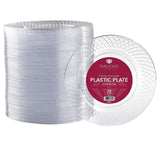 Prestee 72 Pack Disposable Plates 7.5 Inch - Heavy Duty Plastic Plates for Party Appetizers, Salads, and Clear Dessert Plate for Party Events