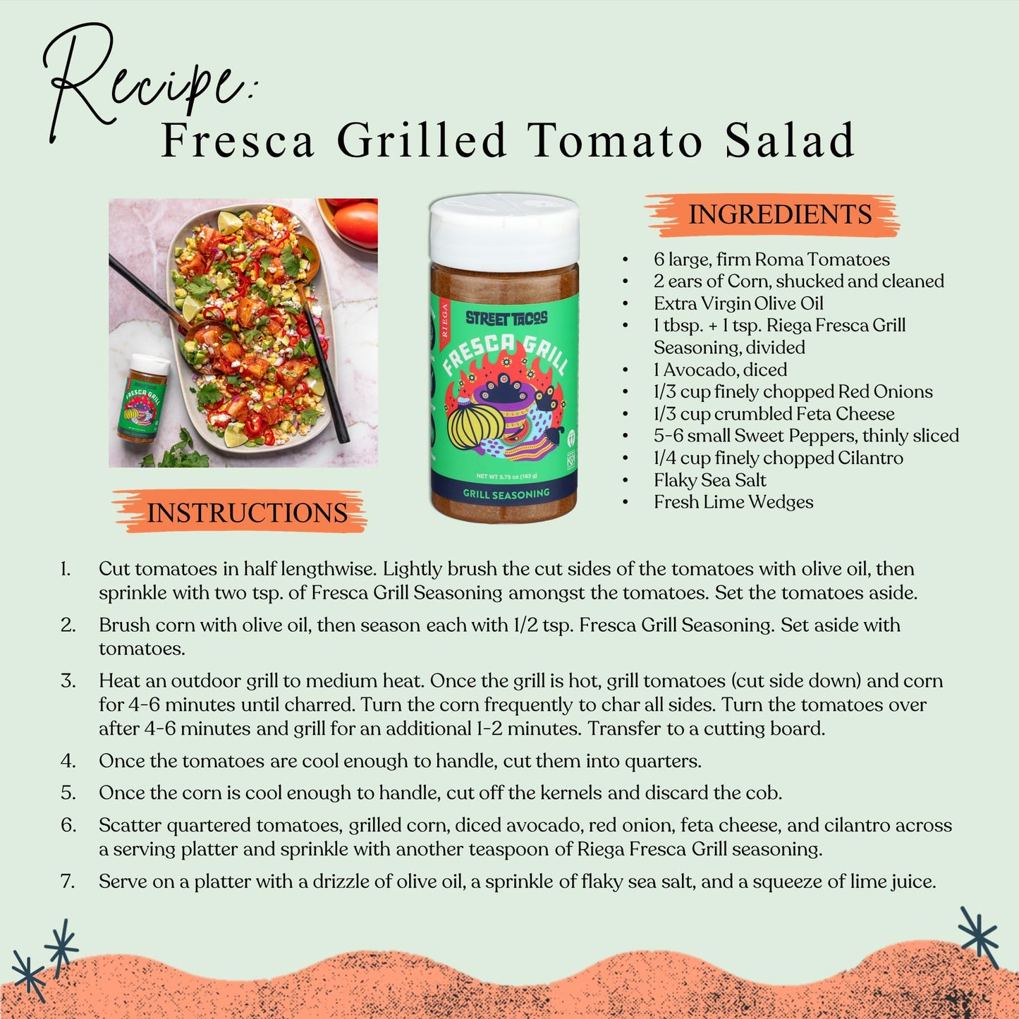 Riega Street Taco Grill Seasoning, Mexican Spice Blend for Cooking Authentic Meals, Fresca Grill, 5.95 oz