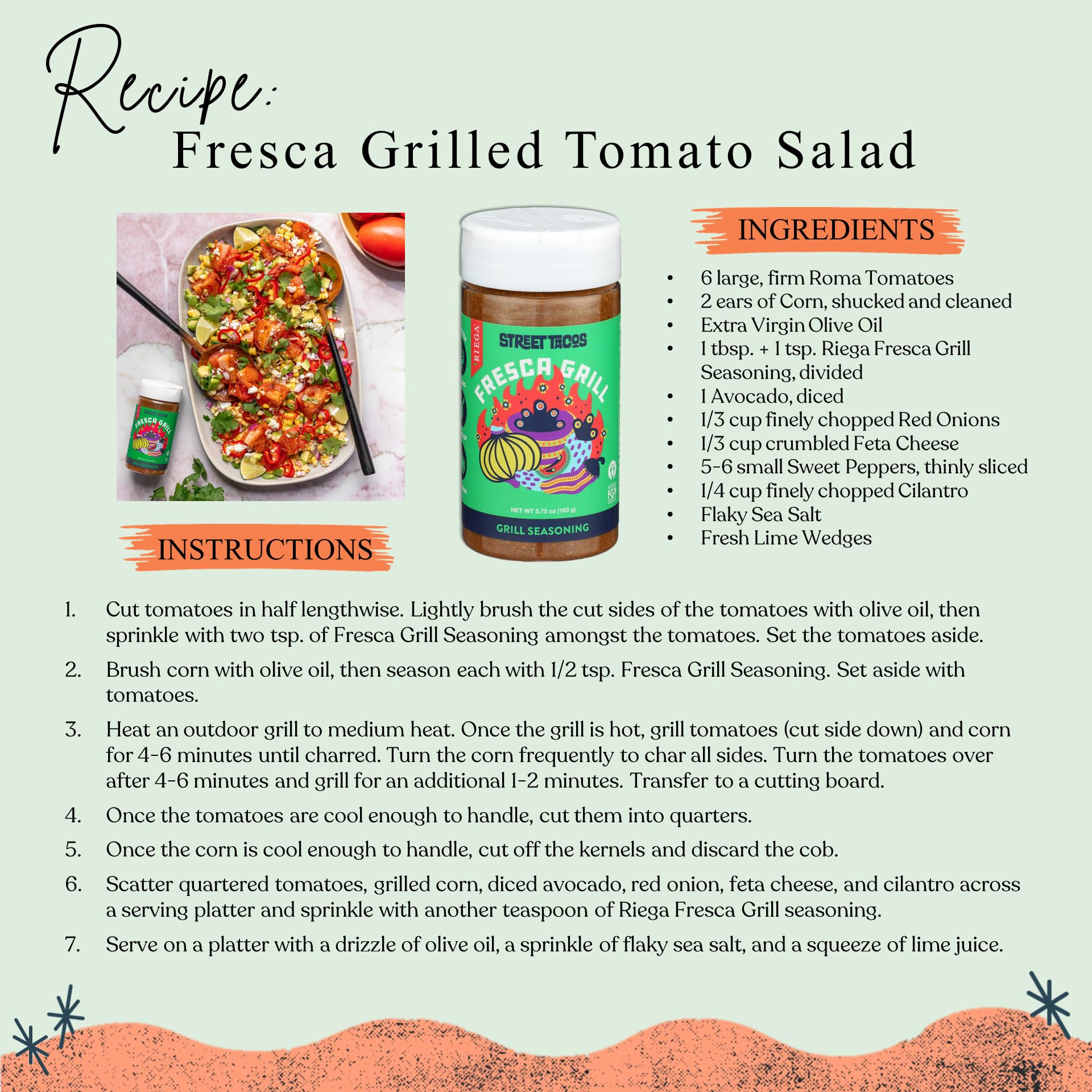 Riega Street Taco Grill Seasoning, Mexican Spice Blend for Cooking Authentic Meals, Fresca Grill, 5.95 oz