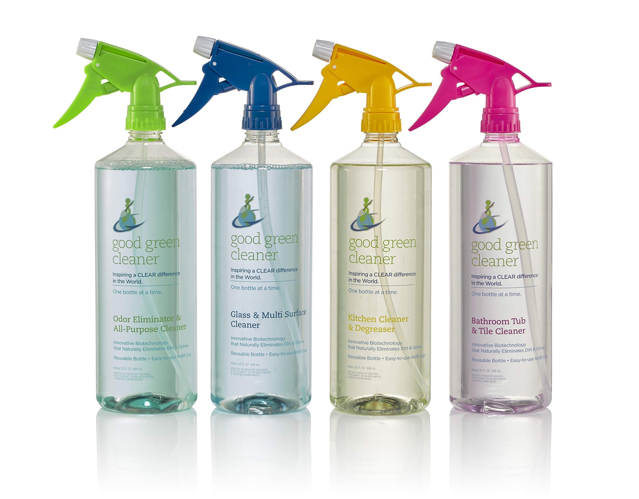 good green cleaner Glass & Multi Surface Cleaner Starter Set | 32 ounce, Reusable Spray Bottle | Biodegradable Formula | Daily Cleaner | Ammonia
