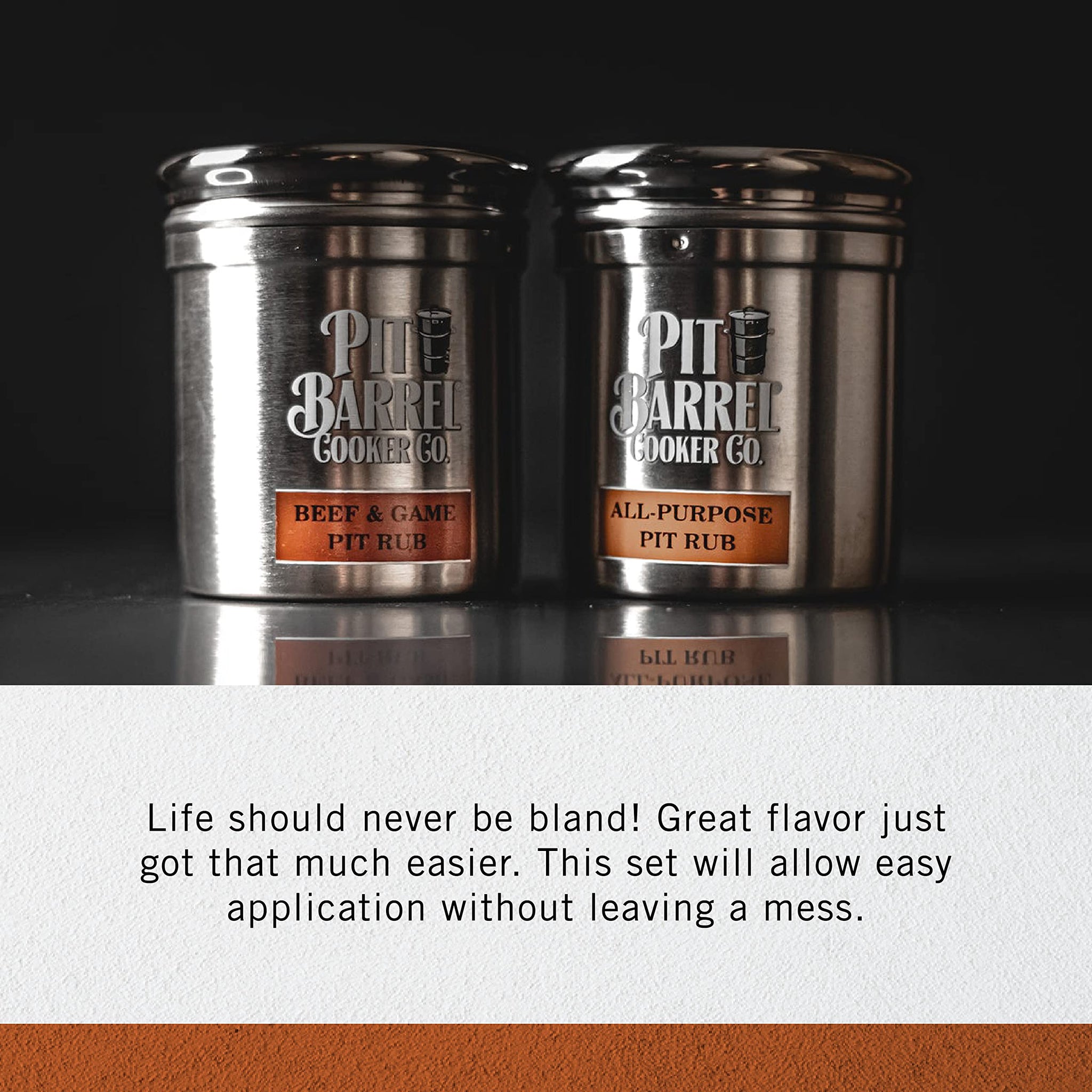 Pit Barrel Cooker Pit Rub Signature Shaker Set | Pit Rub Shakers for Beef and Game Pit Rub and All Purpose Pit Rub | Stainless Steel Adjustable