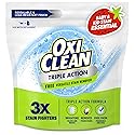 OxiClean Triple Action Free Versatile Stain Remover Powder, Use with Detergent, No Fragrance, No Dyes, No Chlorine, Removes Stains, Brightens Colors