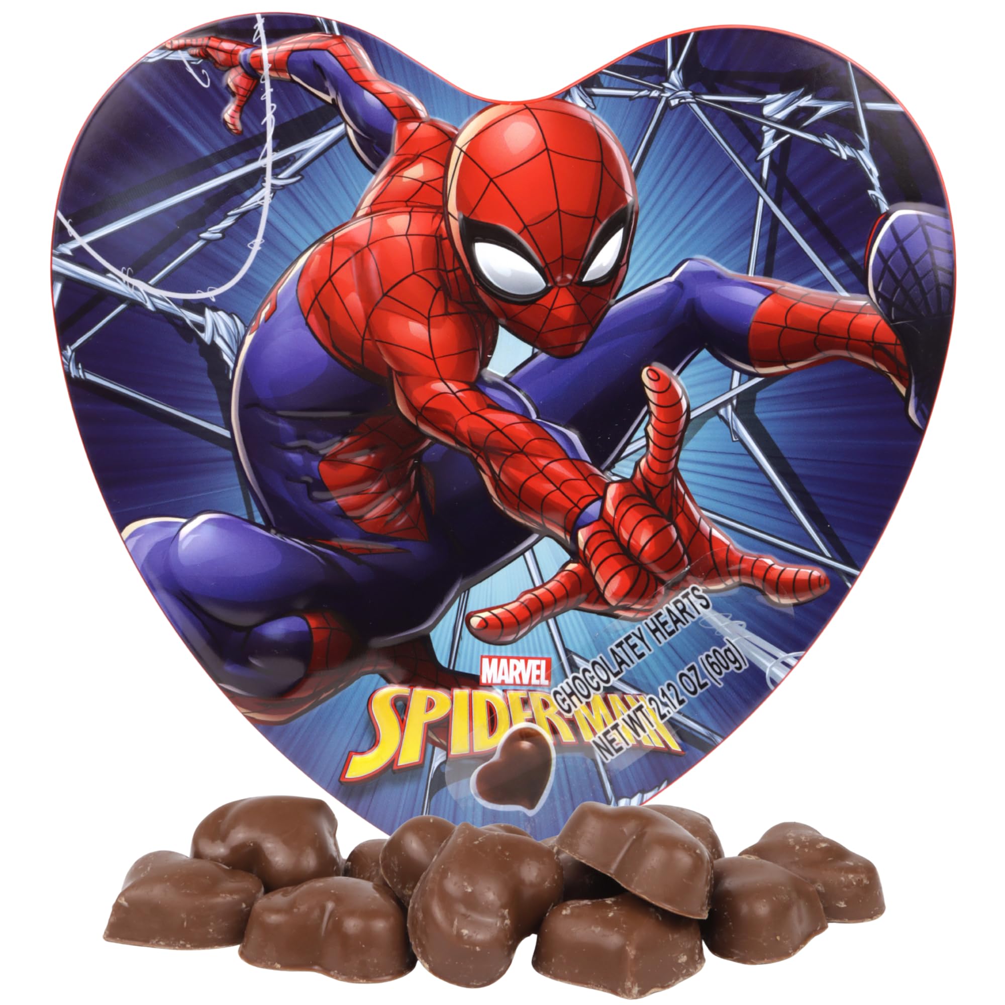 Spiderman Heart Box, 10 Individually Wrapped Chocolatey Candy Assortment, Gift Set, 2.12 Ounces