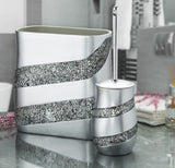 Creative Scents Silver Mosaic Toilet Brush and Holder Set - Toilet Bowl Brush and Holder, Sturdy Toilet Cleaner Brush with Stainless Steel Handle