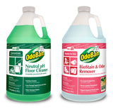 OdoBan Professional Cleaning Neutral pH Floor Cleaner and BioStain and Odor Remover, Made in the USA, 1 Gallon Each