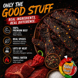 Scorchy's Jerky - Carolina Reaper Beef Jerky - Extreme Spicy Jerky, Made in USA, High Protein Snack, Low Carb, No MSG, Premium USDA Beef - Small Batch